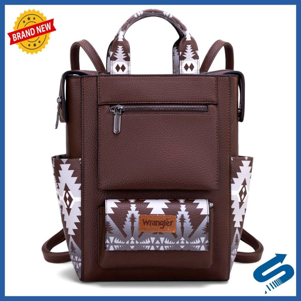 Convertible Anti-Theft Backpack Purse Adjustable Strap Aztec Design Women's